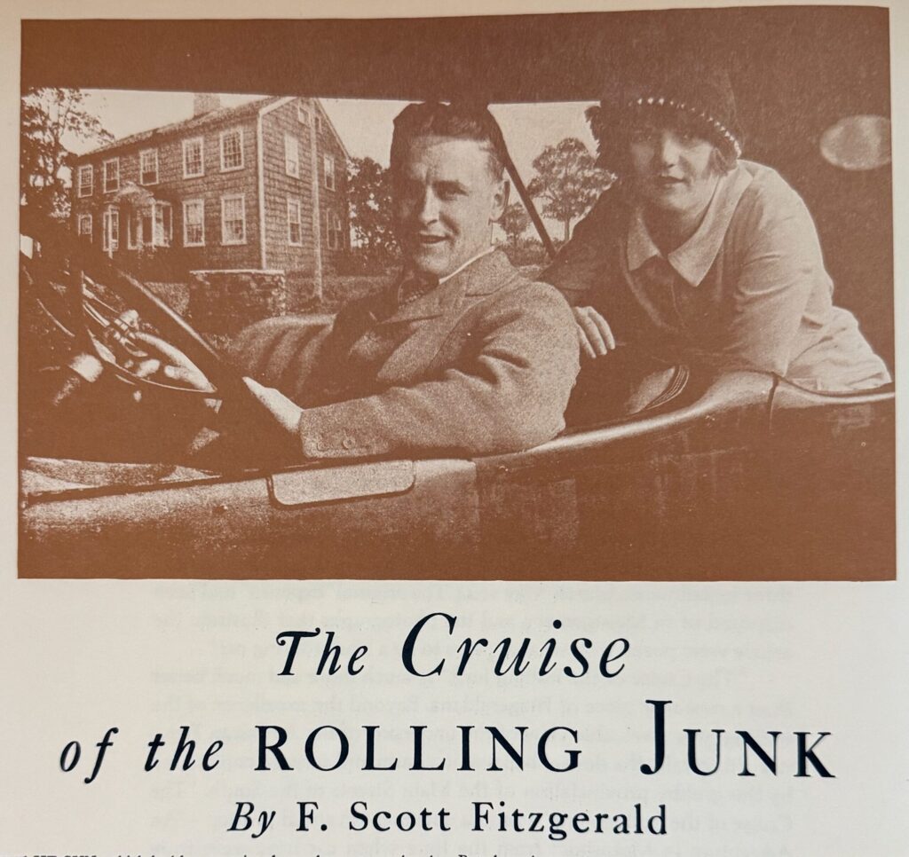 Image of F. Scott Fitzgerald and Zelda Fitzgerald in their car in front of the Westrpot house they rented.
